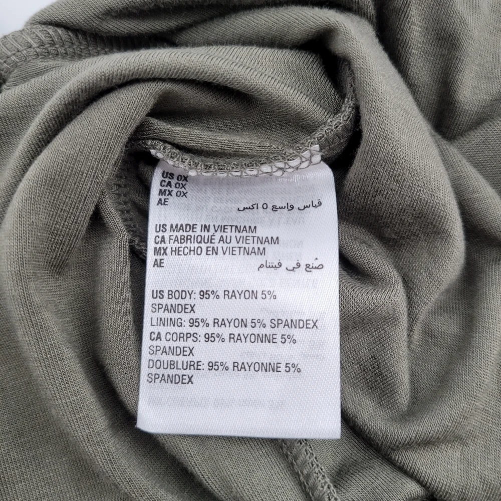 Bar III Olive Green Long-Sleeve Draped Shift Dress